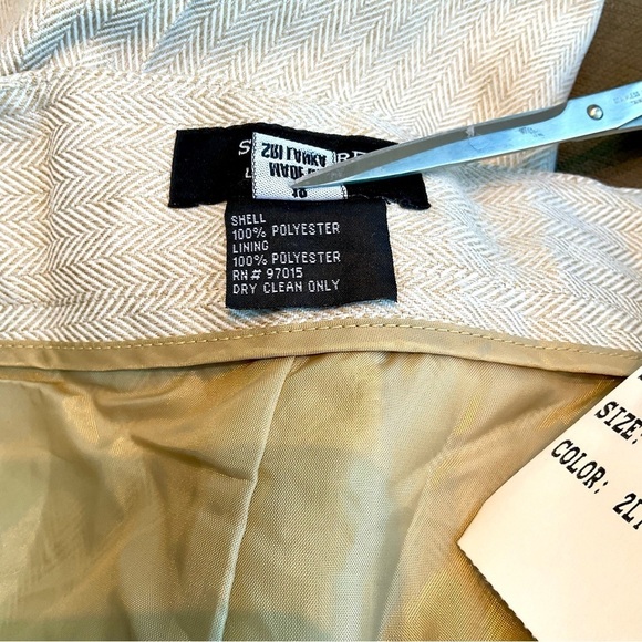 Larry Levine Pants Wide Leg High Rise Herringbone Cream Tan Plus NWT (18) - Picture 5 of 7